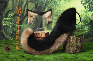 German shepherd dog tail sleeve for hypermotion silicone brown white faux fur puppy ear and tail covers anime cosplay kemonomimi ear therian