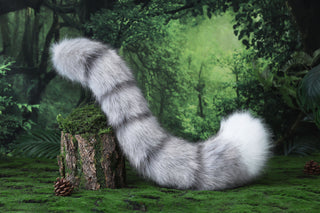 Gray Jazz cats tail and ear cosplay faux fur silver tabby cat ears and tail butt plug kitten kemonomimi anime cosplay therian fursuit halloween gift