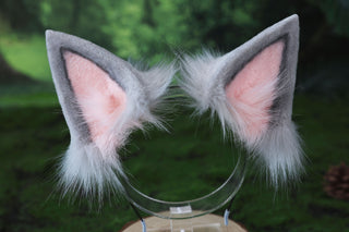 Gray Jazz cats tail and ear cosplay faux fur silver tabby cat ears and tail butt plug kitten kemonomimi anime cosplay therian fursuit halloween gift