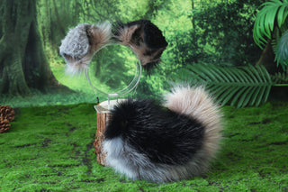 Gray black faux fur shepherd dog tail and ear Shiba Inu dog ear and tail butt plug dog therian animal cosplay puppy ear and tail puppy kemonomimi gift