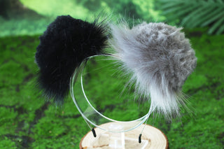 Gray black faux fur shepherd dog tail and ear Shiba Inu dog ear and tail butt plug dog therian animal cosplay puppy ear and tail puppy kemonomimi gift