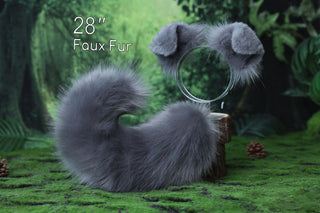 Gray shepherd dog tail and ear Shiba Inu dog ear and tail set dog tail butt plug animal cosplay petplay puppy ear and tail therian puppy kemonomimi