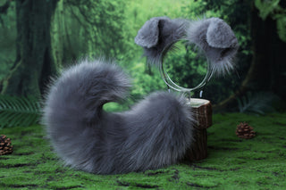 Gray shepherd dog tail and ear Shiba Inu dog ear and tail set dog tail butt plug animal cosplay petplay puppy ear and tail therian puppy kemonomimi