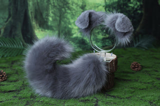 Gray shepherd dog tail and ear Shiba Inu dog ear and tail set dog tail butt plug animal cosplay petplay puppy ear and tail therian puppy kemonomimi