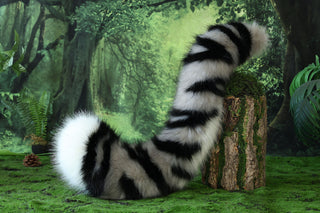 Gray tiger ear and tail realistic faux fur tiger tail and ear set tiger petplay set animal cosplay tiger tail butt plug and ear tiger kemonomimi ears