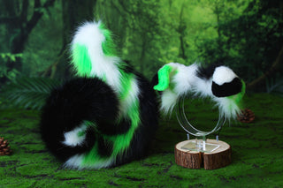 Green calico Shepherd dog tail and ear brown faux fur Splicing Shiba Inu dog ear and tail butt plug puppy ear and tail dog kemonomimi anime cosplay therian