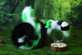 Green calico Shepherd dog tail and ear brown faux fur Splicing Shiba Inu dog ear and tail butt plug puppy ear and tail dog kemonomimi anime cosplay therian