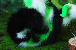 Green calico Shepherd dog tail and ear brown faux fur Splicing Shiba Inu dog ear and tail butt plug puppy ear and tail dog kemonomimi anime cosplay therian