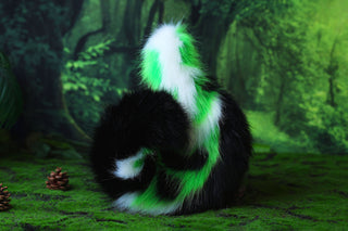 Green calico Shepherd dog tail and ear brown faux fur Splicing Shiba Inu dog ear and tail butt plug puppy ear and tail dog kemonomimi anime cosplay therian