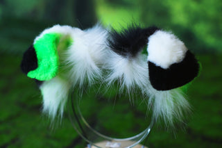 Green calico Shepherd dog tail and ear brown faux fur Splicing Shiba Inu dog ear and tail butt plug puppy ear and tail dog kemonomimi anime cosplay therian