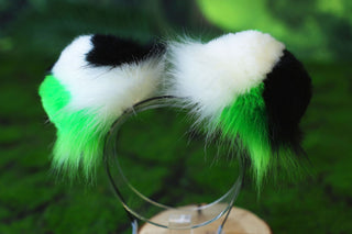 Green calico Shepherd dog tail and ear brown faux fur Splicing Shiba Inu dog ear and tail butt plug puppy ear and tail dog kemonomimi anime cosplay therian