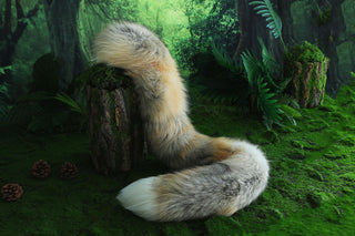 Flexible and soft real fur fox tail and ear faux fur ear wolf tail butt plug and ear cat tail petplay anime cosplay role play therian fox kemonomimi