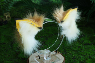 Flexible and soft real fur fox tail and ear faux fur ear wolf tail butt plug and ear cat tail petplay anime cosplay role play therian fox kemonomimi
