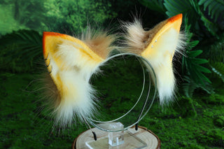 Flexible and soft real fur fox tail butt plug and ear faux fur ear wolf tail and ear cat tail petplay anime cosplay role play therian fox kemonomimi