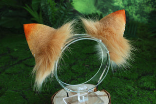 Flexible and soft real fur fox tail butt plug and ear faux fur ear wolf tail and ear cat tail petplay anime cosplay role play therian fox kemonomimi