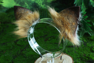 Brown real fur fox tail and ear faux fur ear wolf tail butt plug and ear cat ear and tail petplay kittenplay anime cosplay role play kemonomimi