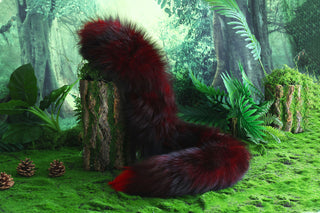 Red black fox tail and ear faux fur ear real fur wolf tail and ear cat tail petplay anime cosplay role play therian fox kemonomimi ear