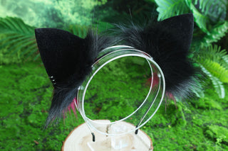 Purple black real fur fox tail and ear faux fur ear wolf tail butt plug and ear cat tail petplay anime cosplay role play therian fox kemonomimi ear