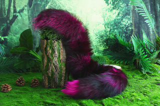Purple black real fur fox tail and ear faux fur ear wolf tail butt plug and ear cat tail petplay anime cosplay role play therian fox kemonomimi ear