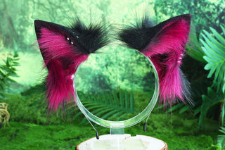Purple black real fur fox tail and ear faux fur ear wolf tail butt plug and ear cat tail petplay anime cosplay role play therian fox kemonomimi ear