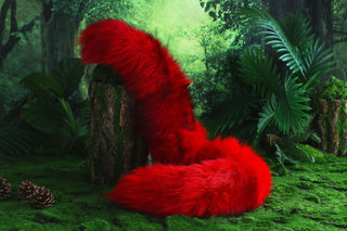 Red black real fur fox tail and ear faux fur ear wolf tail butt plug and ear cat tail petplay anime cosplay role play therian fox kemonomimi ear
