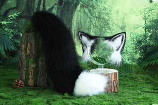 Faux fur fox ear and tail butt plug curved wolf tail and ear cat tail and ear kitten ear and tail set anime cosplay fox kemonomimi wolf ear and tail