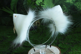 White real fur fox tail butt plug and ear faux fur ear flexible and soft wolf tail and ear cat tail petplay anime cosplay role play fox kemonomimi