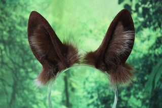 Realistic brown faux fur bunny ear and tail plug set bendable bunny ear cosplay rabbit ear and tail neko ear petplay ear bunny play anime cosplay