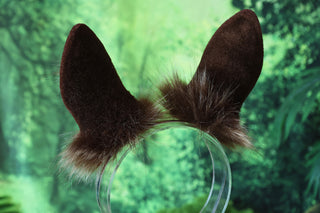 Realistic brown faux fur bunny ear and tail plug set bendable bunny ear cosplay rabbit ear and tail neko ear petplay ear bunny play anime cosplay