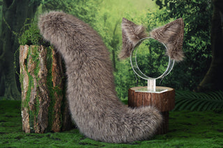 Faux fur fox ear and tail butt plug wolf tail and ear cat tail and ear kitten ear and tail anime cosplay fox kemonomimi wolf therian petplay