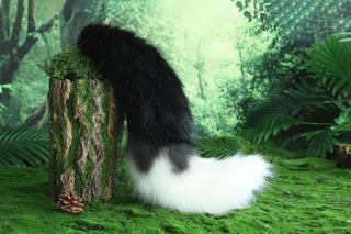 Black white fox ear and tail butt plug set faux fur fox kemonomimi wolf ear and tail anime cosplay petplay cat ear and tail kitten ear and tail set