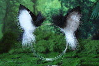 Black white puppy ear and tail butt plug set puppy kemonomimi faux fur shepherd dog tail and ear Shiba Inu dog ear and tail animal cosplay puppy play