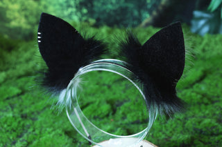 Black white puppy ear and tail butt plug set puppy kemonomimi faux fur shepherd dog tail and ear Shiba Inu dog ear and tail animal cosplay puppy play