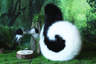 Black white puppy ear and tail butt plug puppy kemonomimi faux fur shepherd dog tail and ear Shiba Inu dog ear and tail animal cosplay puppy play