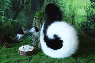 Black white puppy ear and tail butt plug puppy kemonomimi faux fur shepherd dog tail and ear Shiba Inu dog ear and tail animal cosplay puppy play