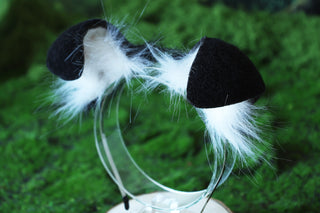Black white puppy ear and tail butt plug puppy kemonomimi faux fur shepherd dog tail and ear Shiba Inu dog ear and tail animal cosplay puppy play