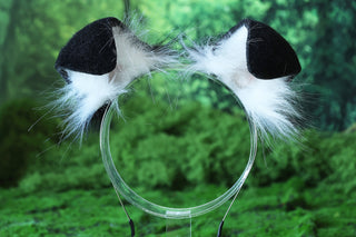 Black white puppy ear and tail butt plug puppy kemonomimi faux fur shepherd dog tail and ear Shiba Inu dog ear and tail animal cosplay puppy play