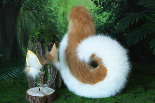 Blonde faux fur puppy ear and tail shepherd dog tail and ear set Shiba Inu dog ear and tail butt plug set animal cosplay petplay puppy kemonomimi