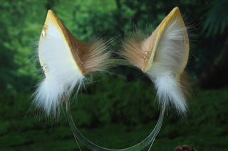 Blonde faux fur puppy ear and tail shepherd dog tail and ear set Shiba Inu dog ear and tail butt plug set animal cosplay petplay puppy kemonomimi
