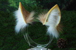 Blonde faux fur puppy ear and tail shepherd dog tail and ear set Shiba Inu dog ear and tail butt plug set animal cosplay petplay puppy kemonomimi
