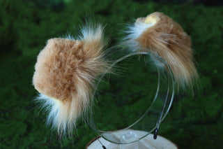 Blonde faux fur shepherd dog tail and ear set Shiba Inu dog ear and tail butt plug set animal cosplay petplay puppy ear and tail set puppy kemonomimi