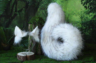 White puppy ear and tail butt plug set puppy kemonomimi faux fur shepherd dog tail and ear Shiba Inu dog ear and tail anime cosplay puppy play