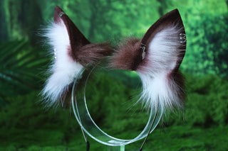 Coffee white puppy ear and tail set puppy kemonomimi faux fur shepherd dog tail and ear Shiba Inu dog ear and tail animal cosplay puppy play