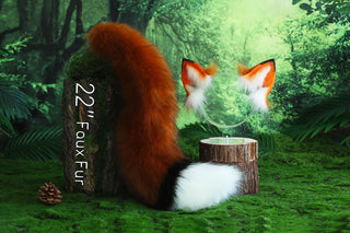 Faux fur fox ear and tail butt plug curved wolf tail and ear cat tail and ear kitten ear and tail anime cosplay ear and tail petplay fox kemonomimi