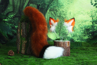 Faux fur fox ear and tail butt plug curved wolf tail and ear cat tail and ear kitten ear and tail anime cosplay ear and tail petplay fox kemonomimi