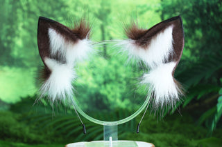 Fox ear and tail butt plug set coffee black faux fur curved wolf tail and ear cat tail and ear kitten petplay fox kemonomimi wolf ear anime cosplay