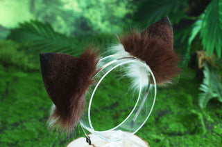 Fox ear and tail butt plug set coffee black faux fur curved wolf tail and ear cat tail and ear kitten petplay fox kemonomimi wolf ear anime cosplay