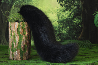 Black faux fur fox ear and tail butt plug wolf tail and ear cat tail and ear kitten ear and tail anime cosplay fox kemonomimi wolf therian petplay