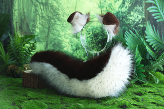 Dark brown white shepherd dog tail and ear set Shiba Inu dog ear and tail animal cosplay petplay puppy ears and tail kemonomimi puppy play ears