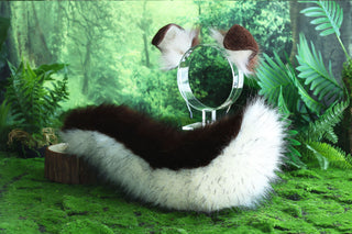 Dark brown white shepherd dog tail and ear set Shiba Inu dog ear and tail animal cosplay petplay puppy ears and tail kemonomimi puppy play ears